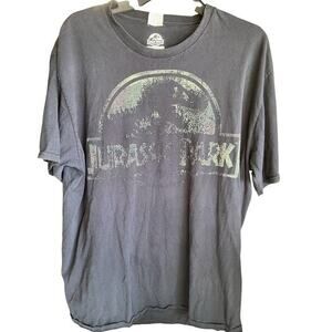 JURASSIC PARK Black faded thrashed grunge Y2K dinosaur grease stained tee XL